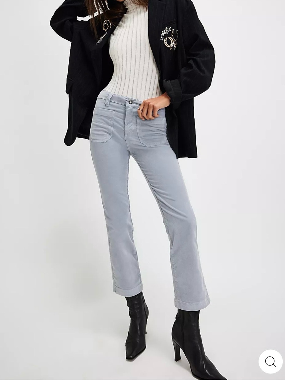 Free People High Time Corduroy Kick Flare pants in pearl blue - size 2
